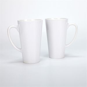 Taza cónica de cerámica de sublimación de 500 ml / 17 oz Porcelana de magnesia Taza de café de China Vaso de té Diseños de bricolaje en blanco en blanco Apto para lavavajillas / microondas en caja blanca