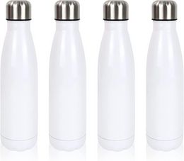Bouteille d'eau Thermos de sport sous vide de 500ml 17OZ, bouteilles blanches vierges avec impression par Sublimation, DIY, 0425
