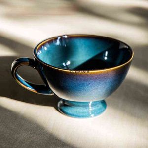 500 ml Cerámica Personalidad Horno Textura aleatoria Taza de café Pies altos Tazas de desayuno Taza de té China Porcelana T220810