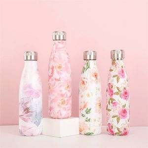 500 ml creatieve roestvrij staal water fles dubbele muur thermos-theekopje koffie reizen sport drinken fles geïsoleerde beker 210917