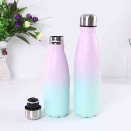 500 ml Custom Double Wall Stainles Steel Water Bottle Thermos Fles Houd Heet en Koud Geïsoleerde Vacuümfles voor Sport Y1223