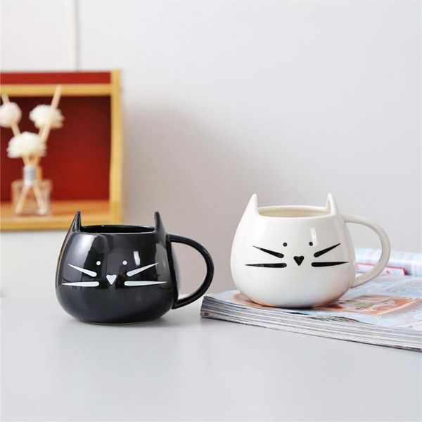 Tasse en céramique avec chat noir et blanc de 500ml, tasse de Couple, tasses à café au lait, pour la maison et le bureau, cadeau d'anniversaire, 263G