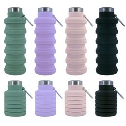 500 ml opvouwbare siliconen waterflessen BPA GRATIS Food Grade draagbaar water drinken voor buiten rijden Camping Botellas De Agua Plegables De Silicona