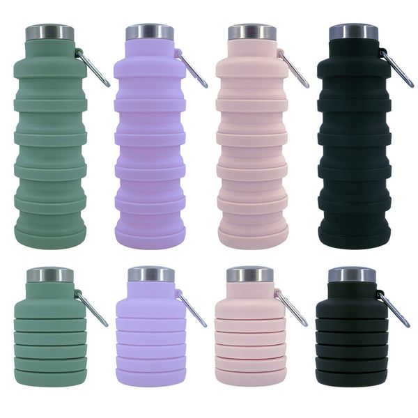 Bouteilles d'eau pliantes en Silicone de 500ML, sans BPA, de qualité alimentaire, portables, pour l'équitation en plein air, le Camping, Botellas De Agua Plegables De Silicona