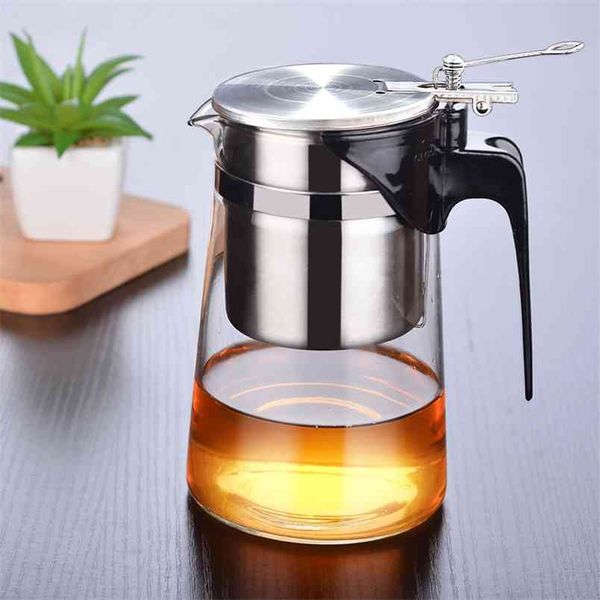 Théière en verre de 500 ml résistante à la chaleur avec filtre à infuseur en acier inoxydable 304, ensemble de kung fu chinois, théière durable 210813