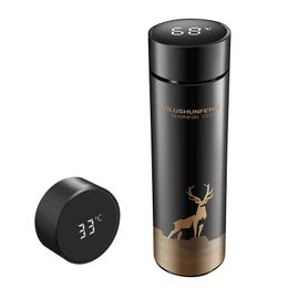 500 ml Intelligent Acier inoxydable Thermos Thermos Température Vacuum Flacons thermoses Temps à café Tasse à café Smart Water Bottle Cadeaux 210615