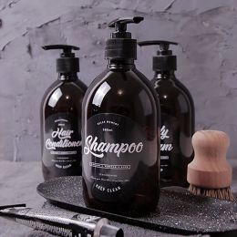 500ml PET bouteille de savon liquide marron salle de bain Gel douche bouteille rechargeable shampooing shampooing revitalisant Lotion