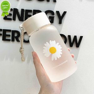 500 ml plastic stro kopje schattige daisy bloembeer cup transparante water flessen cartoon drinkware matte lekvrije beker