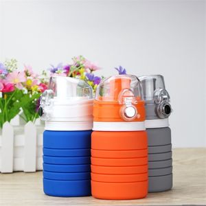 Bouteille d'eau pliante anti-fuite en silicone de 500 ml avec crochets Sports de plein air Camping Randonnée Vélo Boire 210423