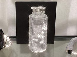 500ml copo de diamante espumante aço inoxidável bling strass garrafa de água portátil chaleira ao ar livre com tampa7920292