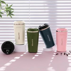 Tasses à café intelligentes en acier inoxydable 500ml, affichage de la température sous vide, tasse de voyage LED intelligente avec couvercle