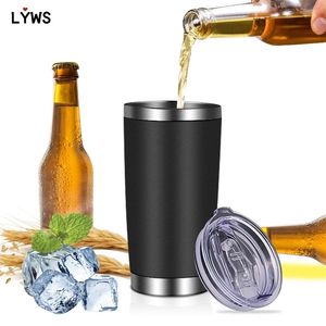 500 ml roestvrijstalen thermische mok biercups thermos voor thee koffie waterfles flessen met deksel auto reizen drinkware 211109