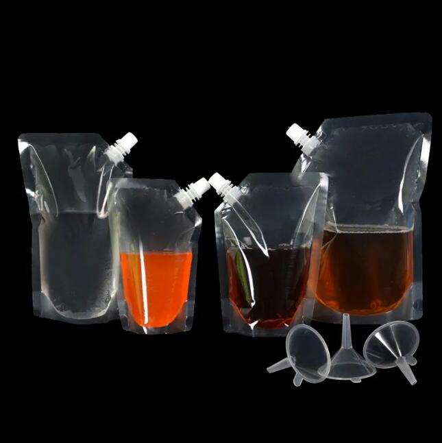 500mlスタンドアッププラスチック製ドリンクパッケージバッグスパウトポーチ用液体ジュースミルクコーヒークリアバッグ送料無料