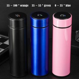 500 ml bouteille d'eau tasse isolée sous vide 304 acier inoxydable Led touche écran température affichage tasse SDF-SHIP 210615