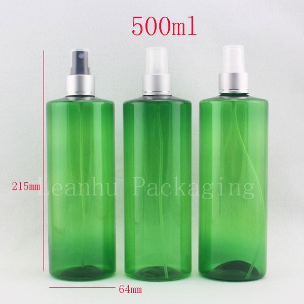 500ML X 15 botellas vacías de plástico con rociador de niebla de Perfume, bomba pulverizadora plateada, contenedor de embalaje cosmético, olla llena de agua para inodoro