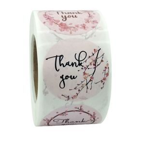 500 stks 1.5 inch dank u bloem print zelfklevende stickers label geschenken envelop verpakking snoep tas bruiloft decoratie
