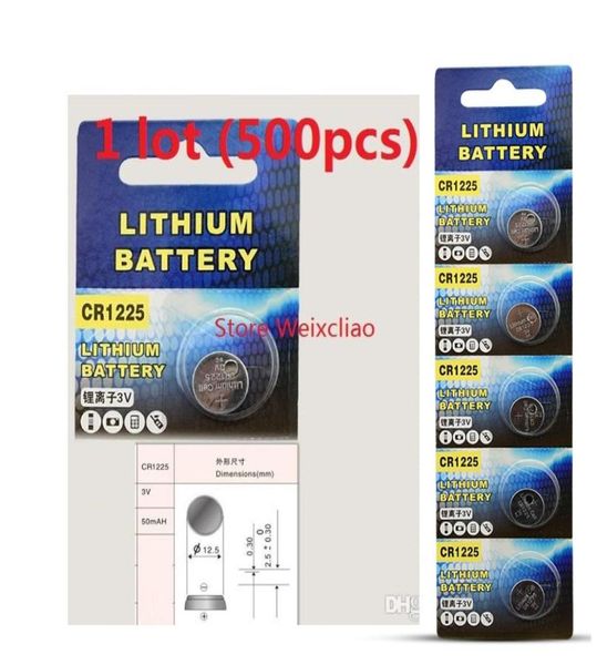 500pcs 1 lote baterías CR1225 3V litio li -ión Botón de celda Batería CR 1225 3 voltios Liion Coin4724670