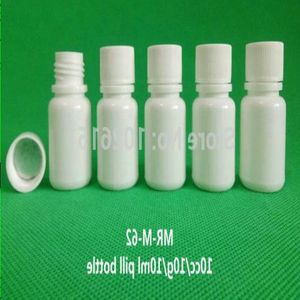500 STKS 10g/10cc/10 ml kleine plastic containers pil fles met seal cap deksels, lege witte ronde plastic pil geneeskunde flessen Ddldp