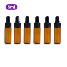 500 stks 10 ml lege barnsteenglas etherische oliedruppel fles 1/3oz bruine glazen druppel flacons e vloeibare fles