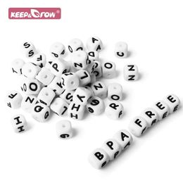 500pcs 12 mm Silicone English Bet Lettre perles bricolage Baby Deting Teether Collier BPA Baby Baby Care Care Chew Bew Pearl 240407