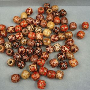 500 stuks 12 mm houten kralen geassorteerd rond geschilderd patroon vat houten kralen voor sieraden maken armband losse spacer bedels Bead280F