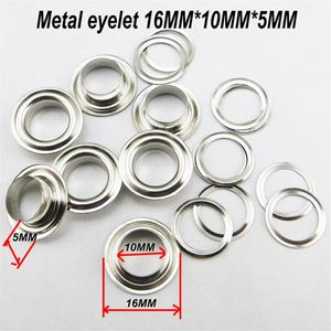 500 pièces 16MM 10MM 5MM métal argent EYELET bouton couture vêtements accessoire boutons ronds sac à main en cuir oeillets MNE-012954