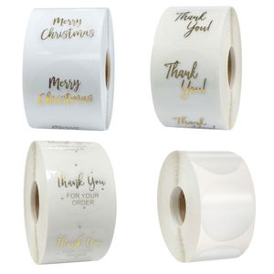 500 stks 1 inch roll transparant vrolijk kerstfeest dank u zelfklevende stickers bakken tas party pakket decor label