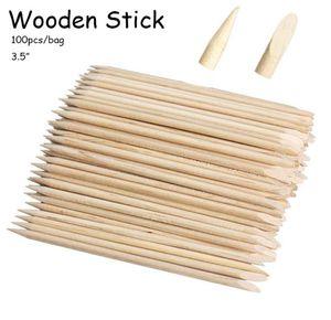 500 Stuks 35 Inch Houten Stok Nagelriem Pusher Tool Sharp Platte Manicure Pedicure Oranje Hout Nagelverzorging Remover Tool8078537