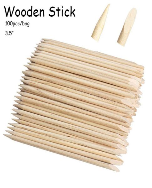 500pcs 35 pouces en bois en bois Stick Nail Cuticule Pusher Pusher Tool Flat Manucure Pédicure Orange Wood Nail Care Rycoum Tool 9376986