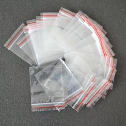 4 * 6 cm / 5 * 7cm / 6 * 8 cm Clear Plastic Packaging Tassen Rode Grip Self Seal RESEALBARE Rits Tas Mini Sieraden Bead Pouch