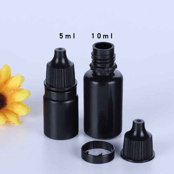 500pcs 5/10/15/20 ml ojos botellas de gotero líquido botellas negras recargables recipientes de bricolaje de plástico vacío