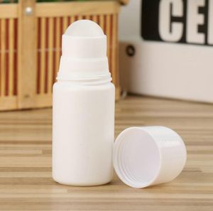 500 stks 50 ml witte lege rol op flessen voor deodorant hervulbare containers grote reisformaat plastic roller fles of essentiële oliën parfum SN5459