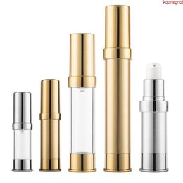 500 unids 5 ml 10 ml 15 ml 20 ml 30 ml Oro Plata Anodizado Aluminio Botellas sin aire Crema cosmética de viaje de lujo con bomba SNgoods Gmmca