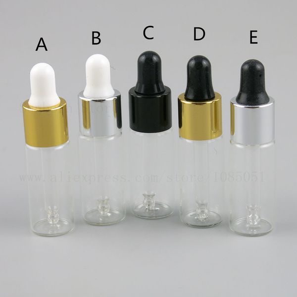500pcs 5 ml 5cc flacons compte-gouttes en verre transparent flacons huile essentielle parfum e liquide voyage bouteille rechargeable prix de gros