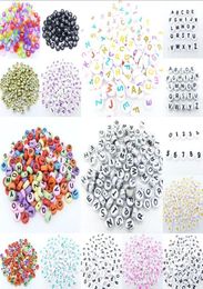 500 pièces 7mm acrylique mixte Alphabet lettre pièce ronde plat perles d'espacement en vrac pour la fabrication de bijoux Bracelet collier bricolage accessoires 2816085