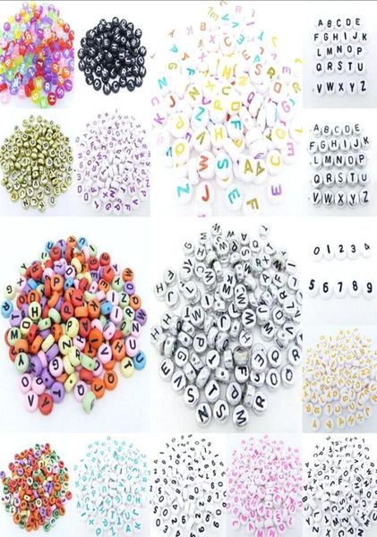 500 pièces 7mm acrylique mixte Alphabet lettre pièce ronde plat perles d'espacement en vrac pour la fabrication de bijoux Bracelet collier bricolage accessoires 2816085