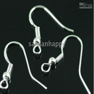 500 pièces 925 résultats de boucles d'oreilles en argent Sterling crochets de poisson bijoux bricolage 15mm crochet de poisson Fok bobine oreille Wire222C