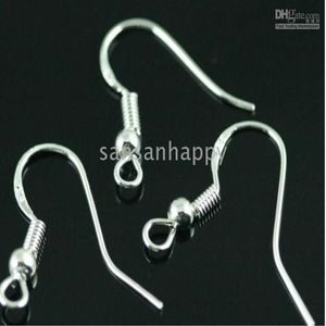 500PCS 925 Sterling Zilveren Oorbel Bevindingen Fishwire Haken Sieraden DIY 15mm vishaak Fok Spoel Oor Wire248T