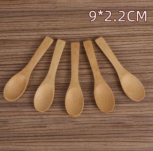 500 pièces 9CM/10 CM Mini cuillère en bois ou en bambou bébé cuillère à miel cuillères à crème glacée SN4407