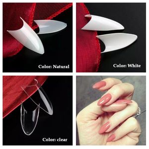 500 pièces amande faux ongles conseils Cusp ovale acrylique pointe demi couverture 10 tailles blanc naturel clair 220716