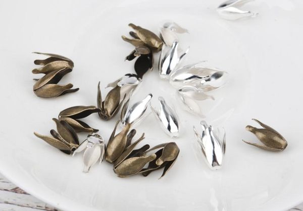 Bouchons d'extrémité de perles en Bronze Antique et argent, 500 pièces, capuchons de perles de fleurs pour la fabrication de bijoux, accessoires de bricolage, vente en gros