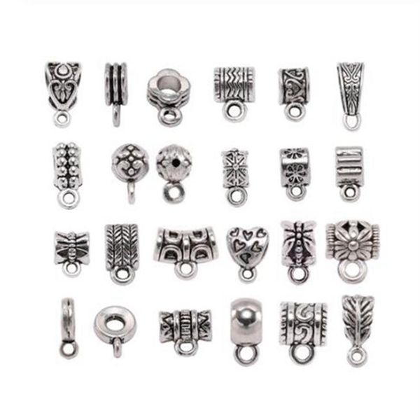 500 pcs Antique Charme Bail Perles Entretoise Perles Pendentif Clips Pendentifs Connecteurs Pour Bracelet Collier Bijoux Making335s