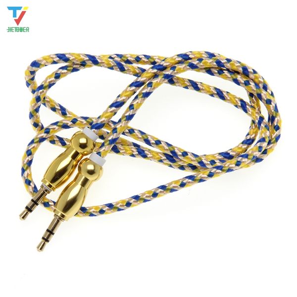 500 pièces câble Audio AUX 3.5mm mâle à mâle stéréo nouveau Style de tresse ethnique cordon de câble AUX pour casque de voiture haut-parleur ordinateur pas cher