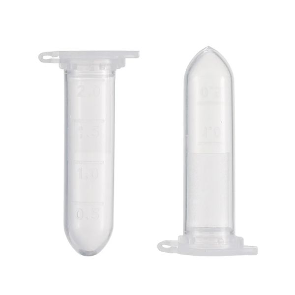 500pcs / sac 2 ml laboratoire mini tube à essai en plastique Centrifugeuse clevi du flacon avec tube micro-centrifugeuse à l'échelle