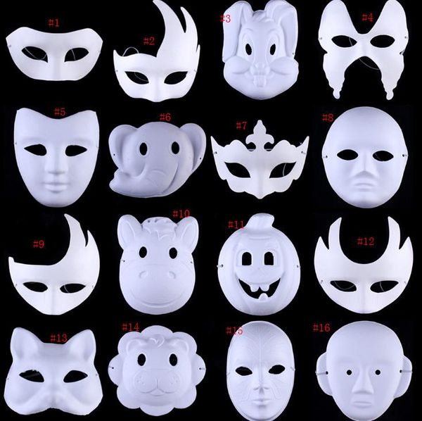 500pcs meilleur bricolage masque peint à la main Halloween masque blanc visage Zorro couronne papillon papier blanc masque mascarade fête cosplay masques SN2279