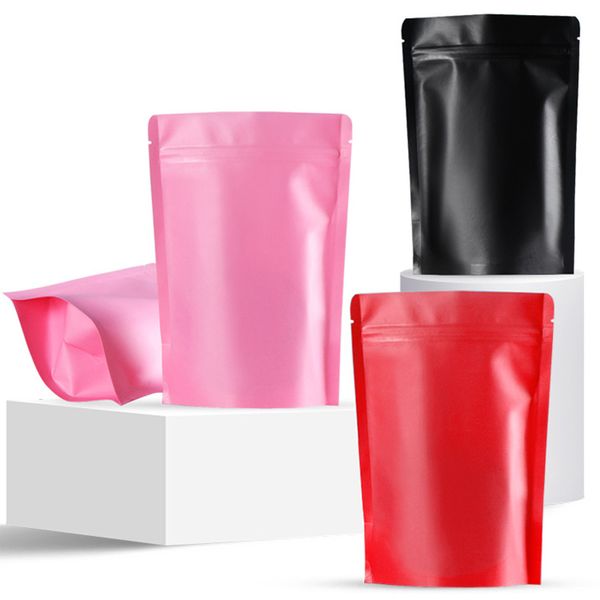 500 Uds negro rojo rosa Stand up papel Kraft Material complejo Bolsa con cierre de cremallera frutas secas café molido Snack nueces bolsas de embalaje