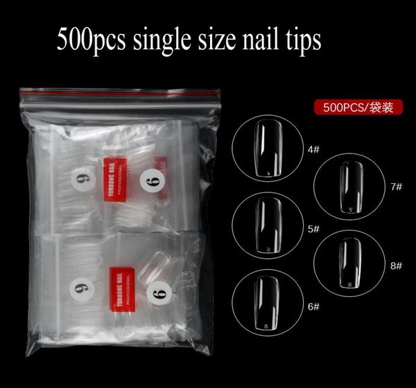 500pcs Boîte 200pcs Conseils d'ongle non trace Taille de numéro unique Hlaf Hlaf Clear Natural Nail Tip Arrond False Tips Fake Nail Dropl1007238
