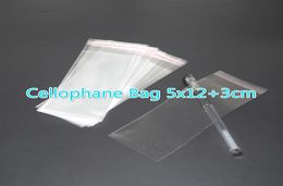 500pcs Clear refermable bopppoly cellophane sac 5x123cm sac-cadeau transparent sacs sacs d'emballage en plastique sceau d'auto-adhésif9317899