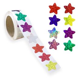 500 pegatinas de estrellas coloridas para niños, recompensa, escuela, aula, pegatinas holográficas adhesivas de estrellas para profesores, padres, manualidades DIY 240229