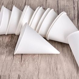 Gobelets jetables en papier cône, 500 pièces, conteneur de crème glacée blanche, tasse d'eau écologique pour aéroport, rue, stand de Restaurant, pailles 295o